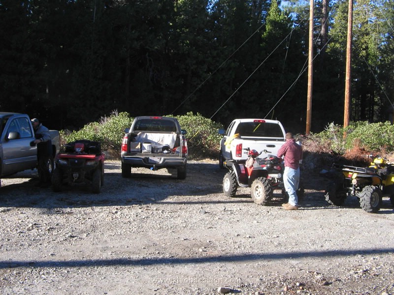 004. The 3 trucks..Larry, Dusty and Ken...with no snow on Dec 9...Global Warming..jpg